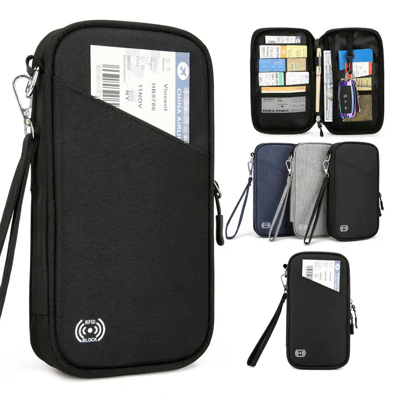 Unisex Multi-Functional family Passport Holder, with Adjustable Shoulder Strap
