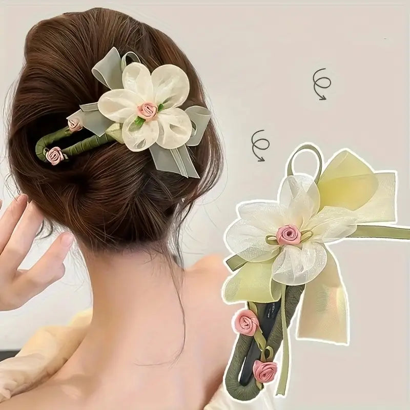 Elegant Fabric Flower Hair Clip