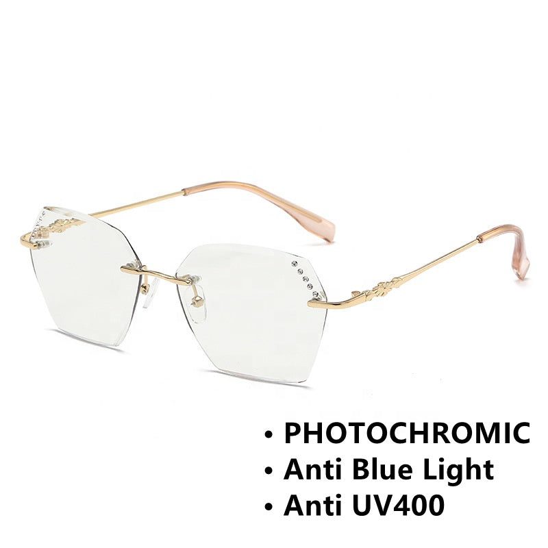 Rimless Anti Blue Light Photochromic Lenses Transition Glasses
