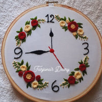 Hand-Embroidered Wall Clock