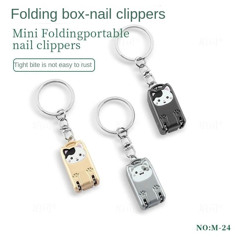 Portable Folding Stainless Steel Nail Clippers with Mini Keychain