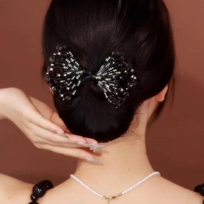 Tail Rhinestone Flower Hair Bun Shaper