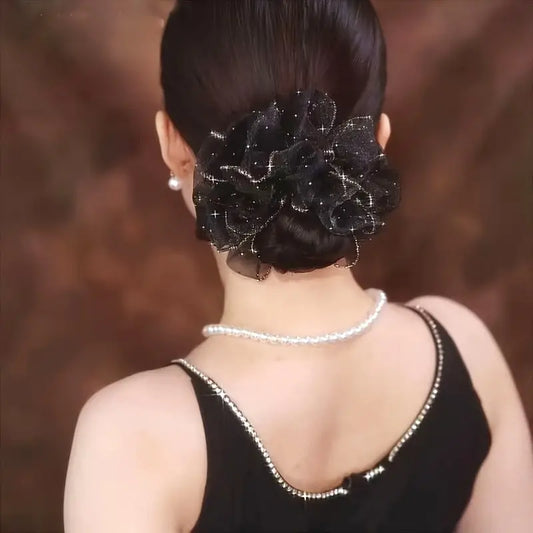 Mesh Elastic Hair Tie With Sparkling Rhinestones