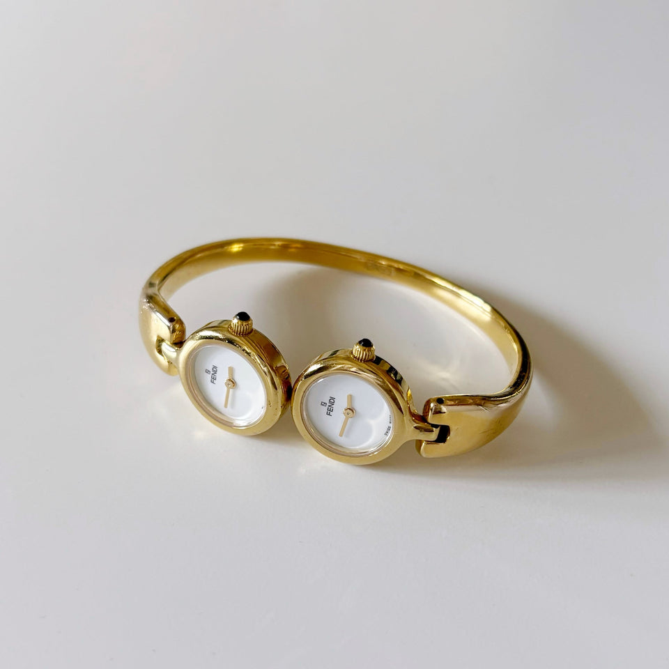 Vintage Double Face Wristwatch Bangle