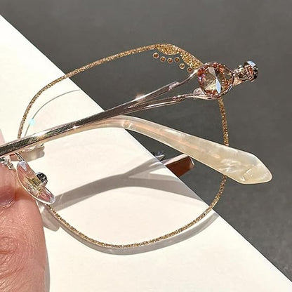 Rose Diamond Rimless Readers Glasses