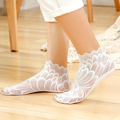 Women'S Lace Floral Mesh Ankle Socks