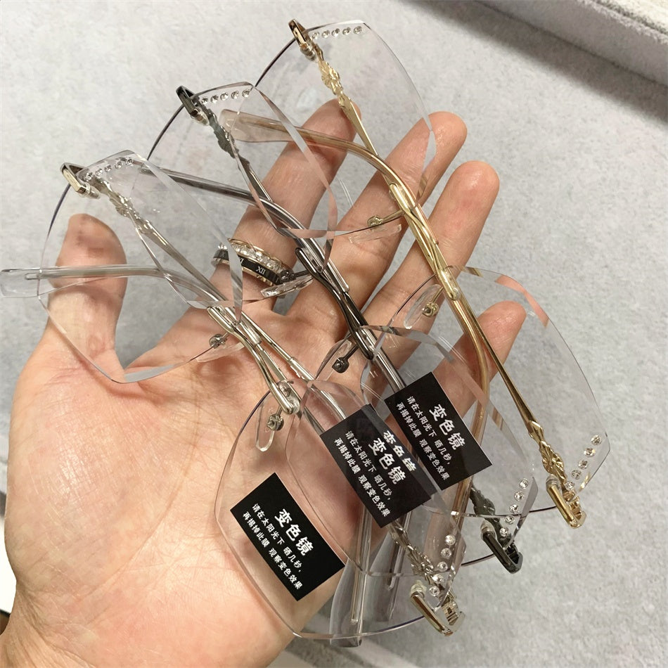 Rimless Anti Blue Light Photochromic Lenses Transition Glasses