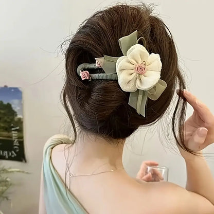 Elegant Fabric Flower Hair Clip