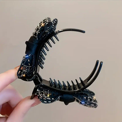 Elegant Black Bow Hair Claw Clip for Women