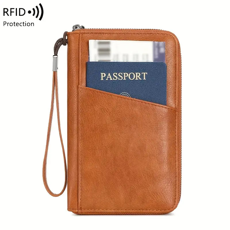 Faux Leather RFID Blocking Passport Wallet