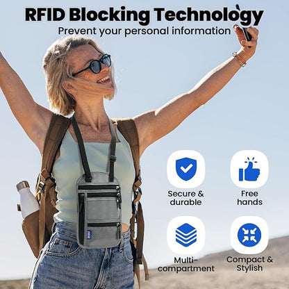 RFID Blocking Neck Wallet Travel Pouch