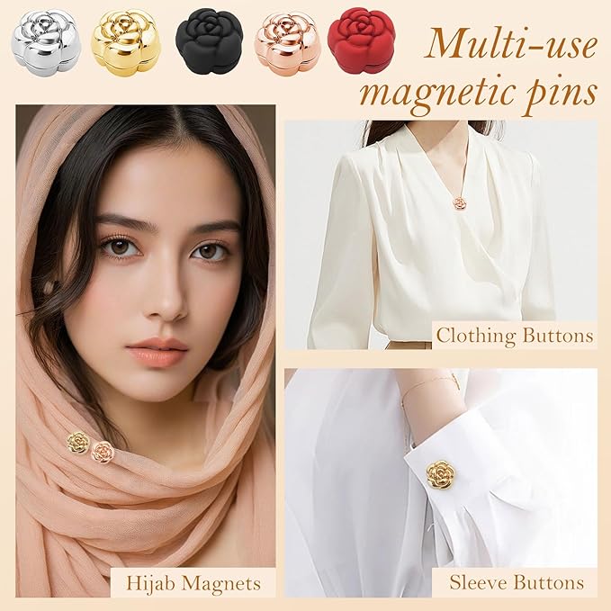 Elegant Flower Magical Magnetic Pin (4 Pairs)