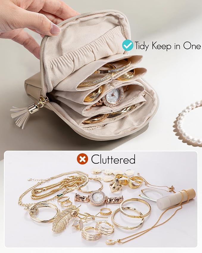 Travel Jewellery Bag – Compact Waterproof PU Leather Jewellery Organizer