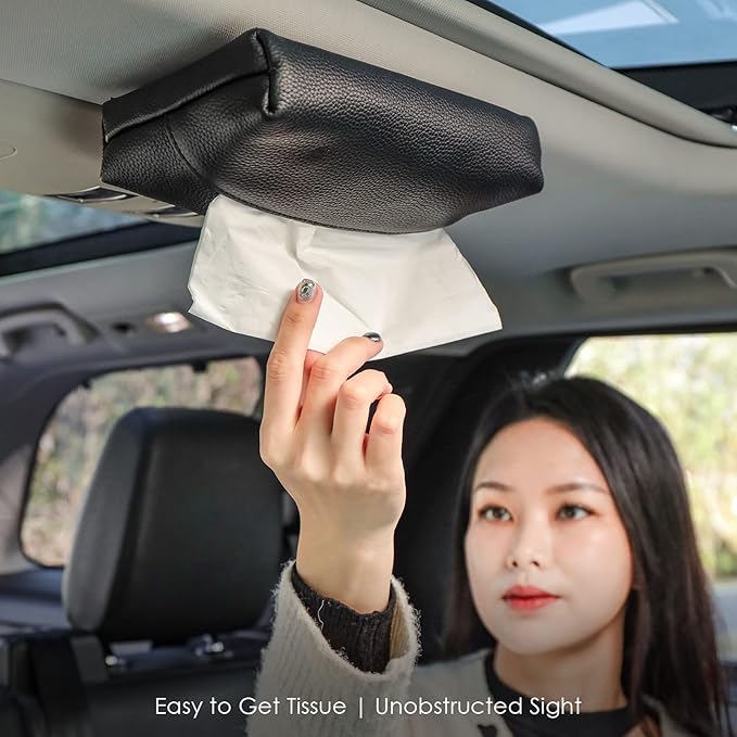 PU Leather Car Tissue Box Holder
