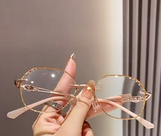 Rose Diamond Rimless Readers Glasses
