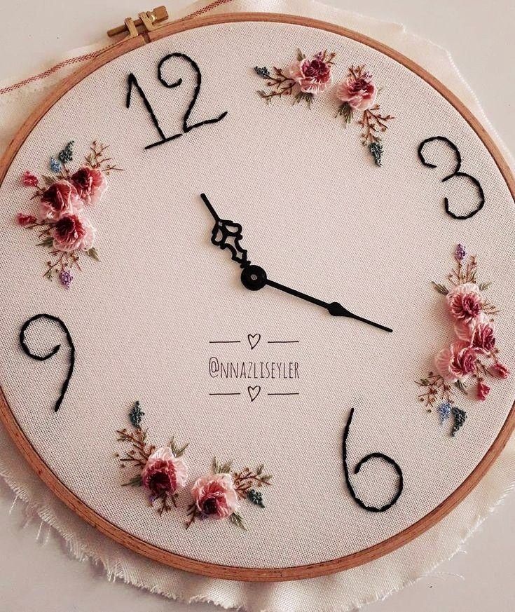 Hand-Embroidered Wall Clock