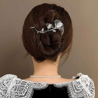 Light Luxury Cat's Eye Ginkgo Leaf Hair Clip