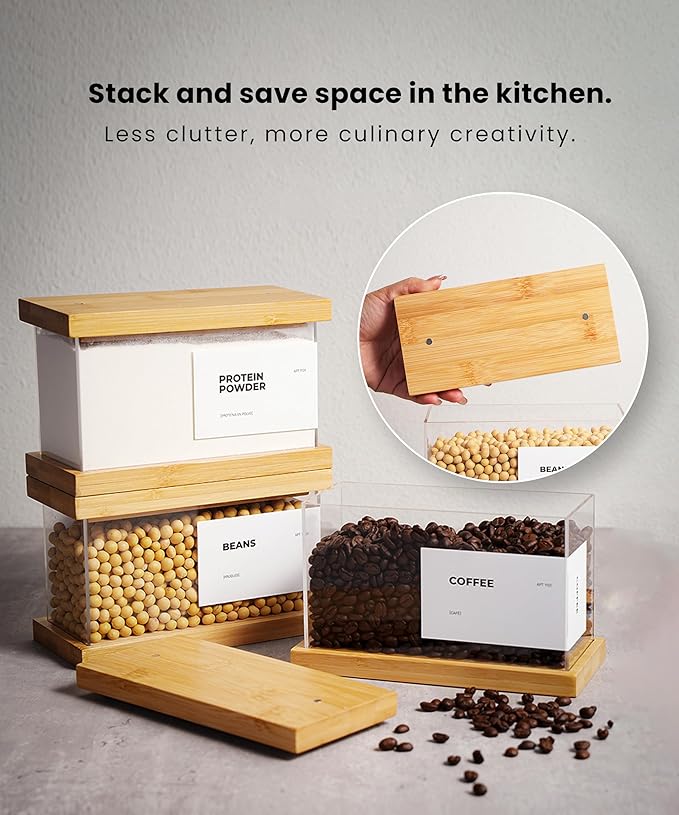 Bamboo Wood Grain Food Storage Dispenser