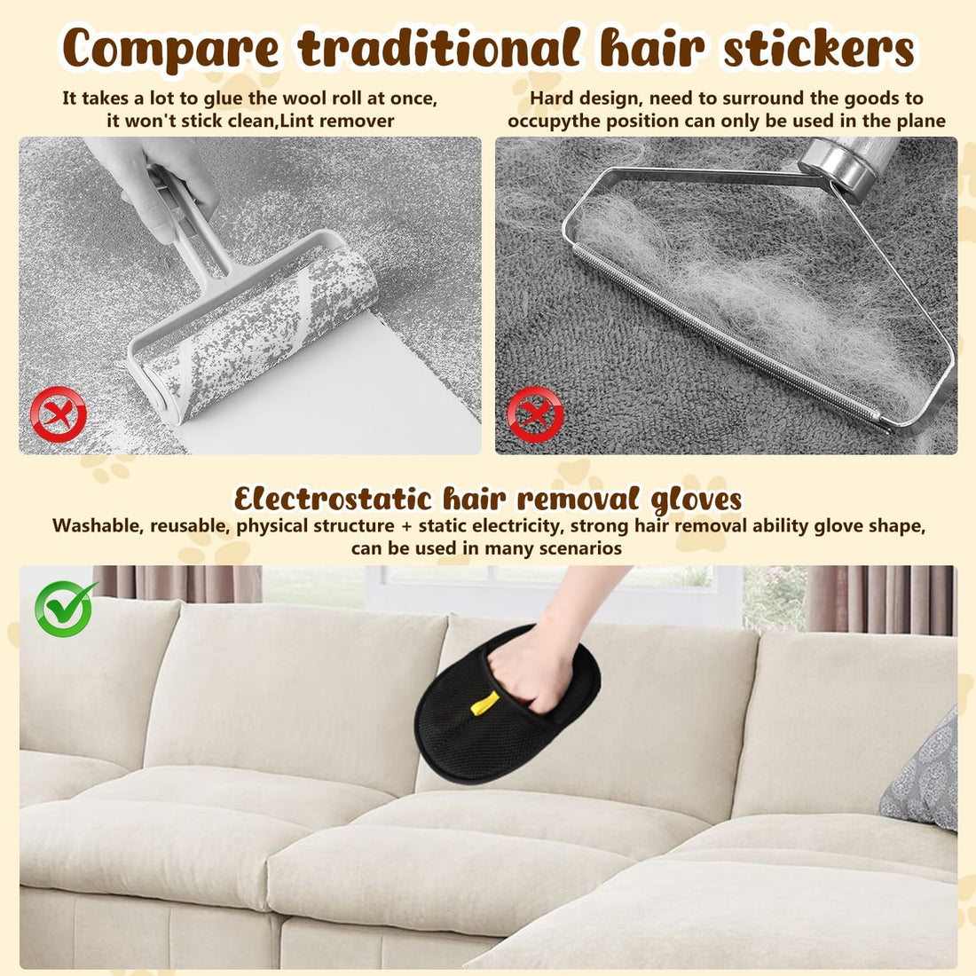 Double-Sided Pets Grooming Gloves
