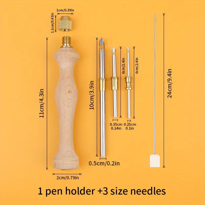 Wooden Handle Embroidery Pen Punch Needle