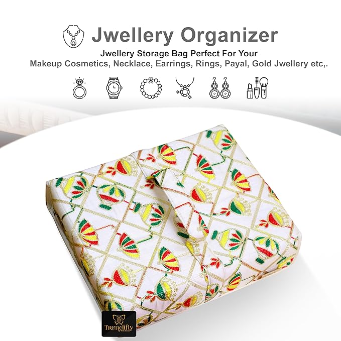 Trendifly Silk Royal Traditional Jewellery Organiser Bag