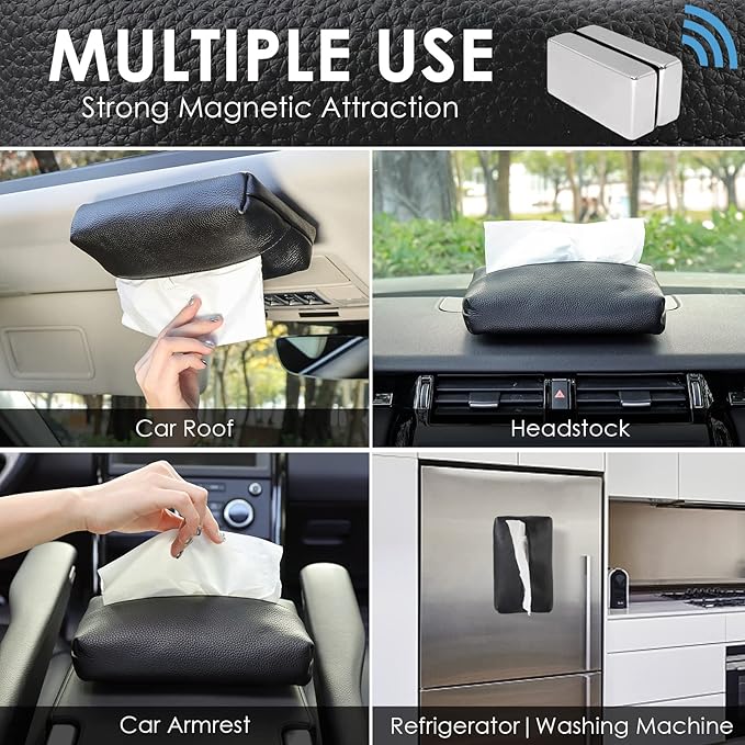 PU Leather Car Tissue Box Holder