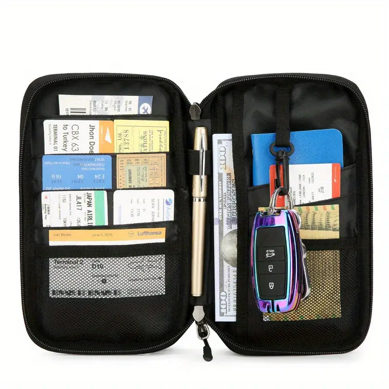 Unisex Multi-Functional family Passport Holder, with Adjustable Shoulder Strap