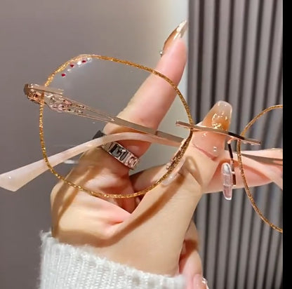 Rose Diamond Rimless Readers Glasses