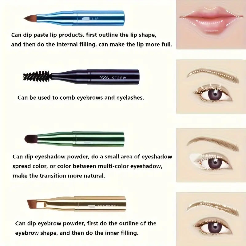 Four-in-One Metal Portable Brush Makeup Tool