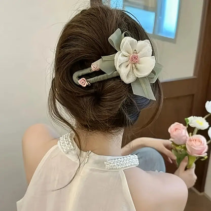 Elegant Fabric Flower Hair Clip