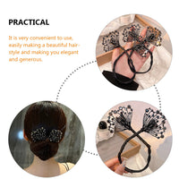 Tail Rhinestone Flower Hair Bun Shaper
