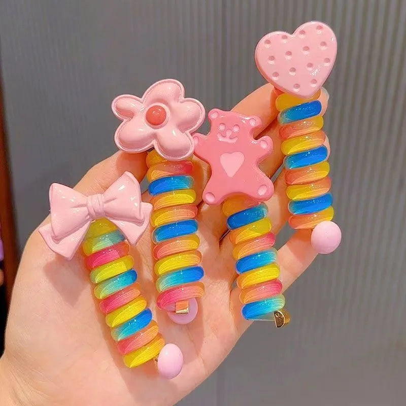 2pcs Telephone Wire Hair Rope For Girl