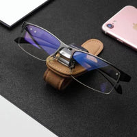 Multifunctional Leather Glasses Clip Case