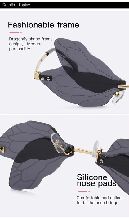 Luxury Butterfly Rimless Sunglasses for Women