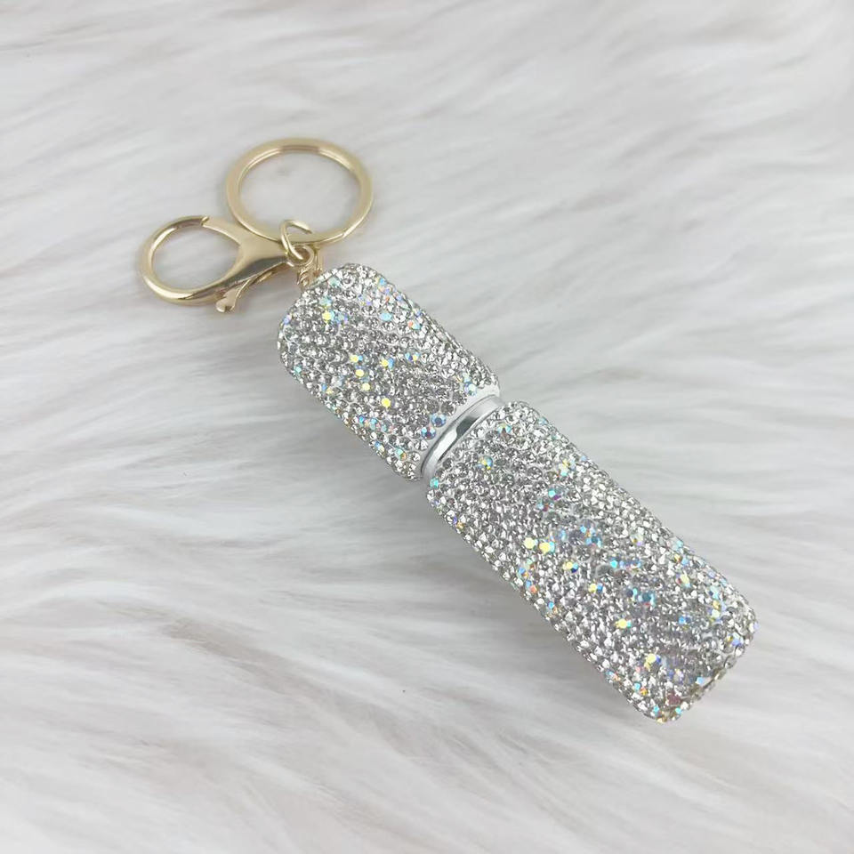 Rhinestone Perfume Bottle Keychains