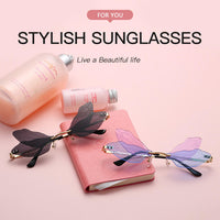 Luxury Butterfly Rimless Sunglasses for Women