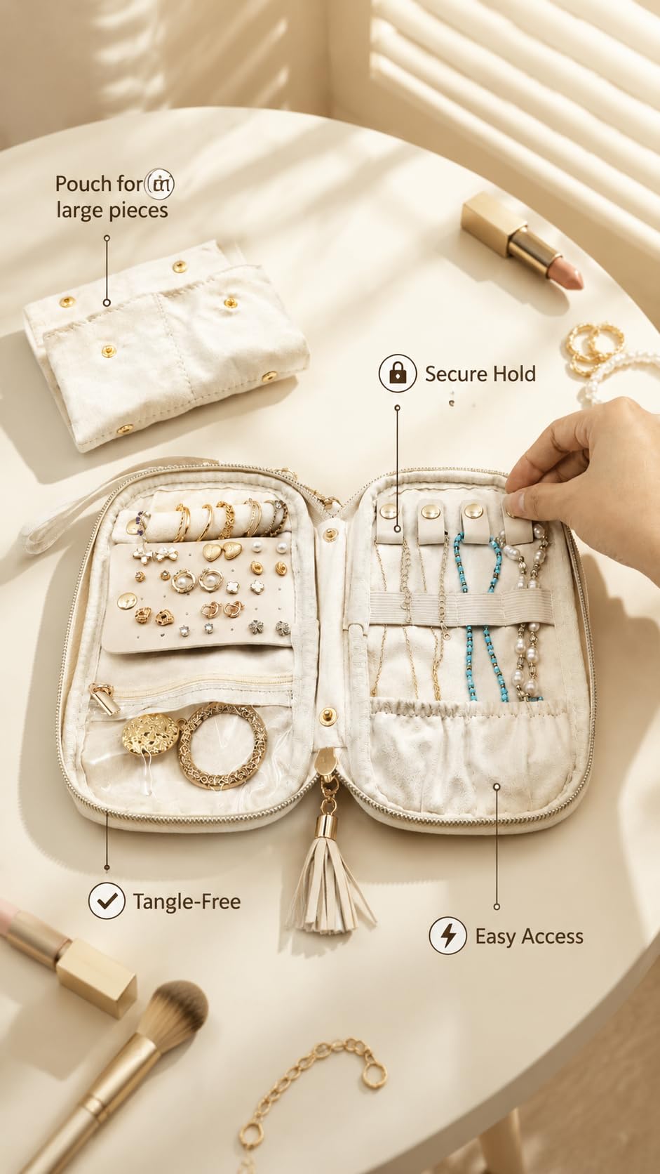 Ultra-Slim Soft Travel Jewelry Organizer Case