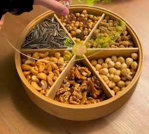 Bamboo Acrylic Lid 6 Compartment Snack Bowl