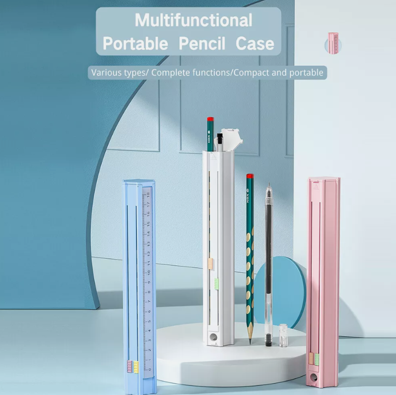 Cute Hexagonal Standing Pen Box With Ruler