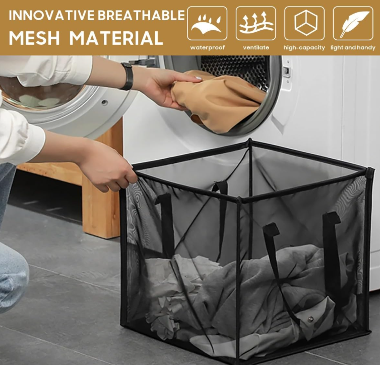 Foldable Mesh Pop-Up Laundry Hamper Bag