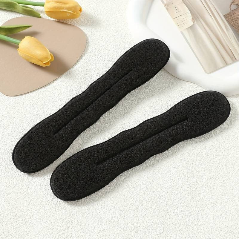 (Pack of 2)Stylish Black Hair Donut Ponytail Bun Maker