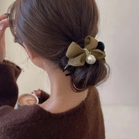 Elegant Faux Pearl Bowknot Decorative Hair Clip