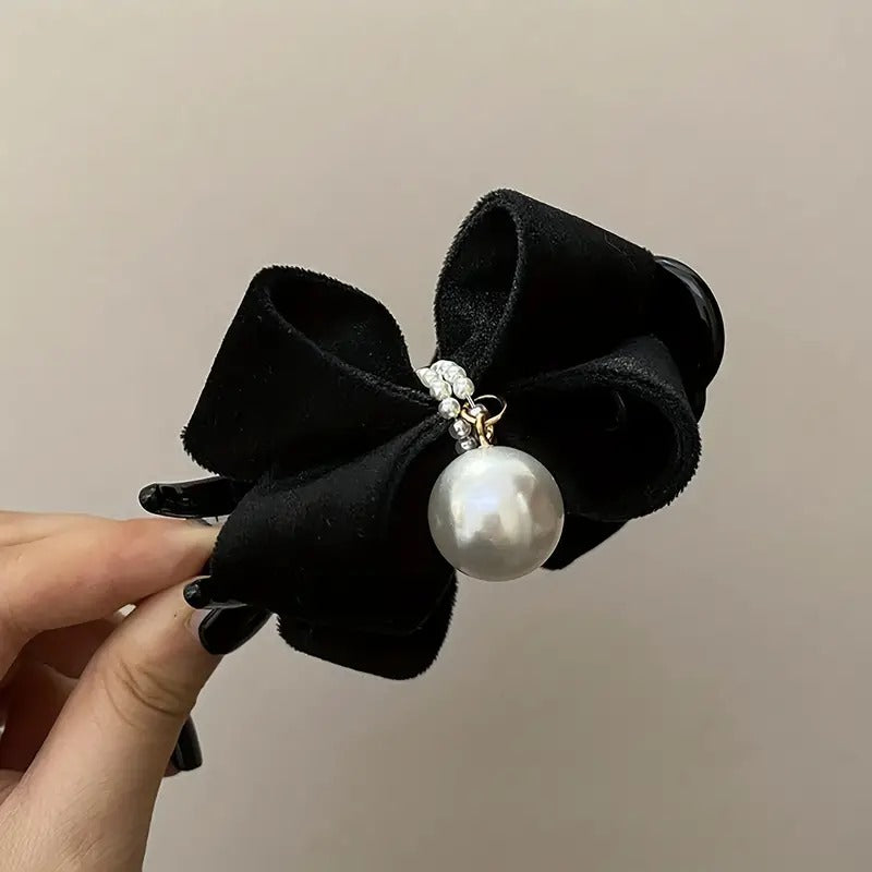 Elegant Faux Pearl Bowknot Decorative Hair Clip