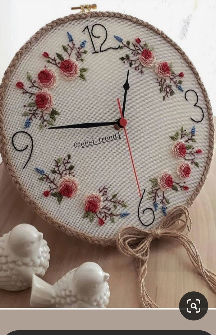 Hand-Embroidered Wall Clock