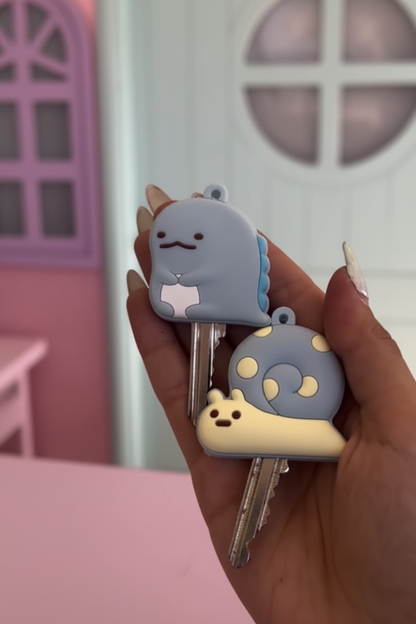 Blue Dino + Snail Key Covers - Clear