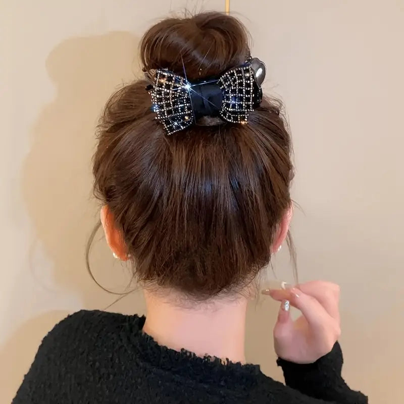 Elegant Black Bow Hair Claw Clip for Women
