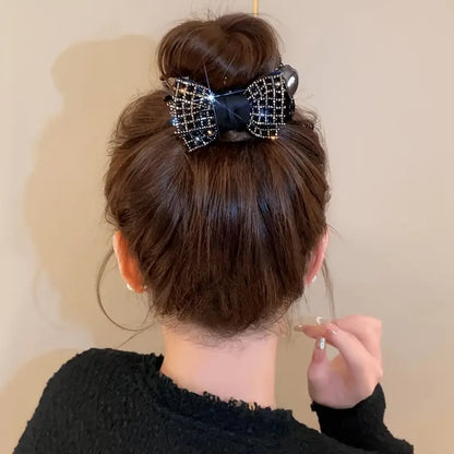 Elegant Black Bow Hair Claw Clip for Women