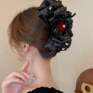 Diamond Bow Flower Hair Claw Clip