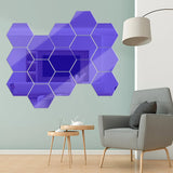 12 Pcs Mini Mirror Wall Stickers Hexagon Shape