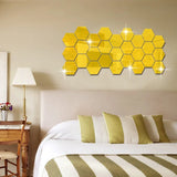 12 Pcs Mini Mirror Wall Stickers Hexagon Shape